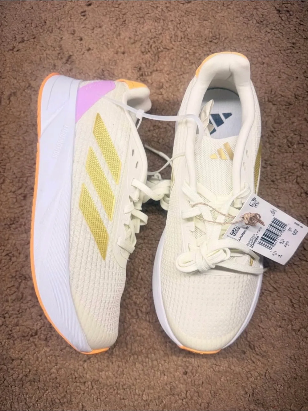 adidas Women's Cream Running Sneakers with Yellow & Pink Accents